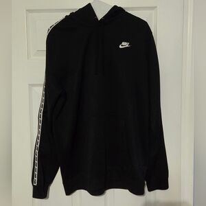 Nike Men's Black Hoodie with White Accents Size LARGE